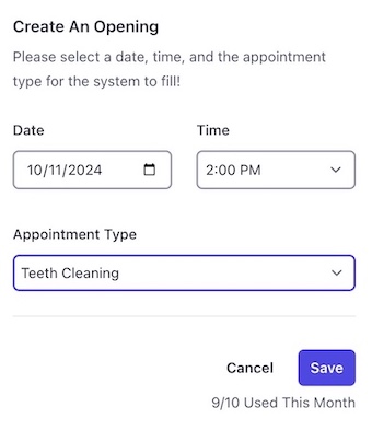 Appointment Matching Screenshot